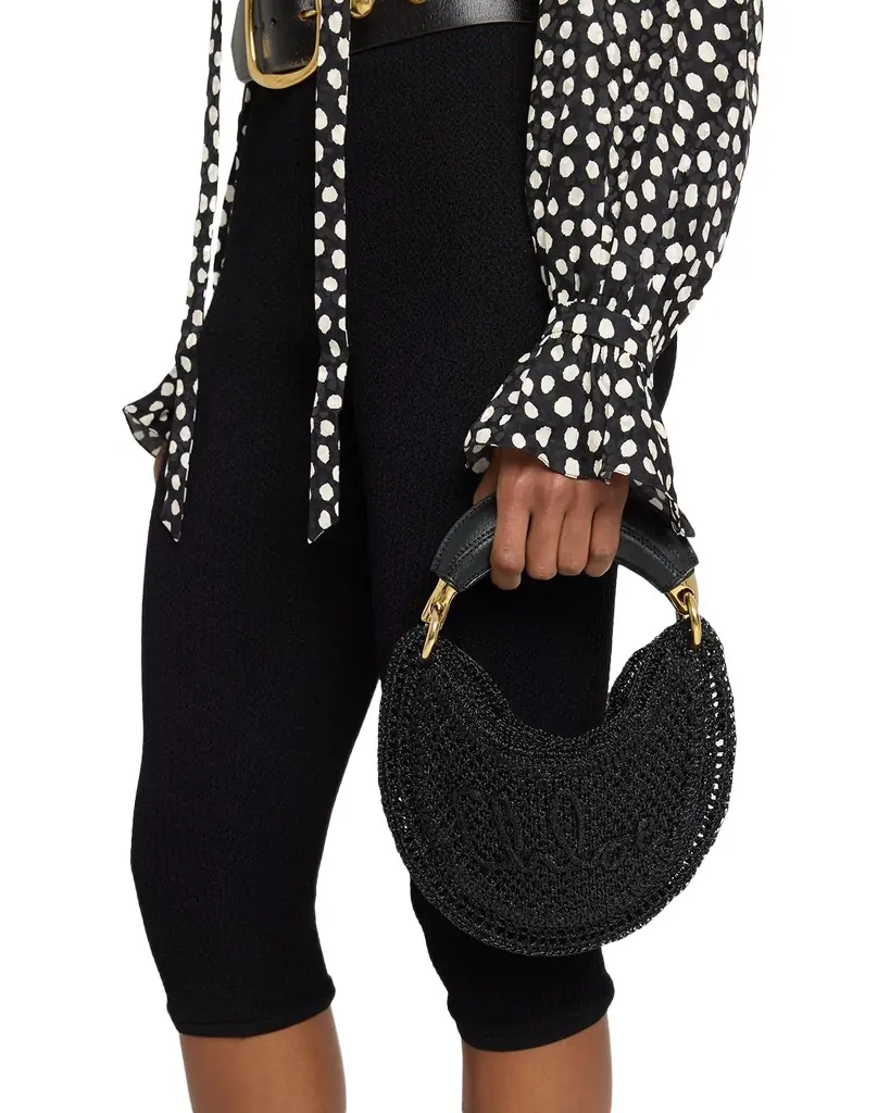 Chloe Summer Banana Mini Hobo Bag in Metallic Crochet