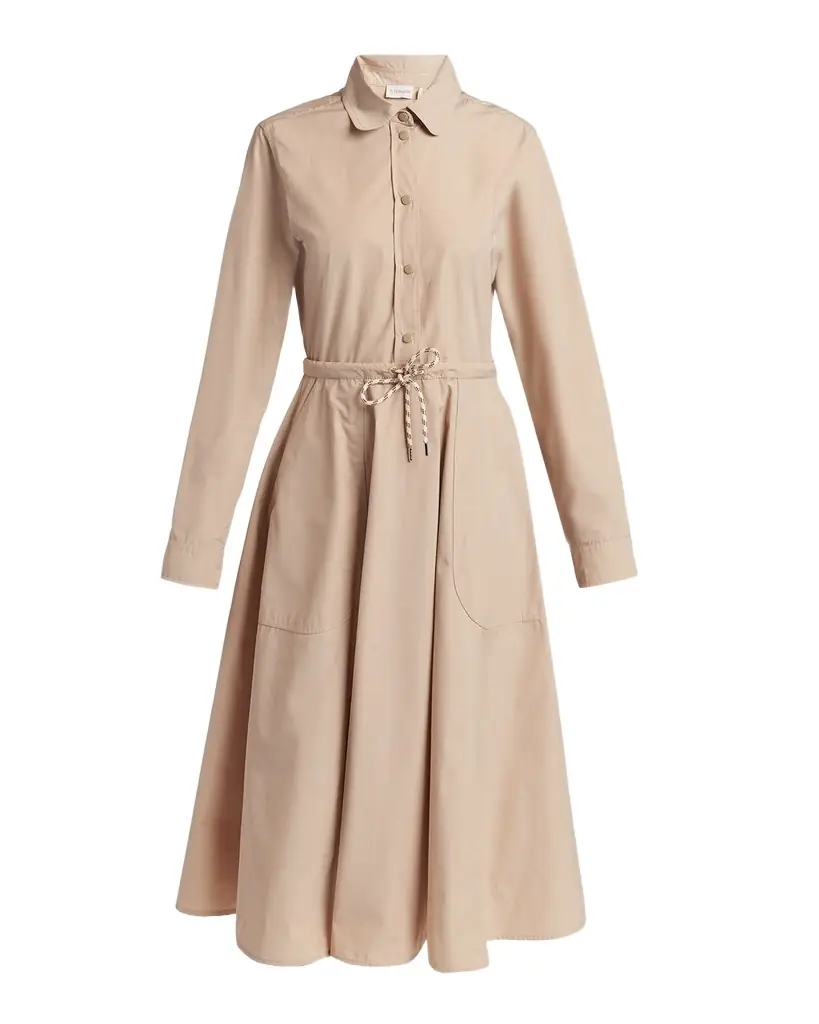 Moncler A-Line Technical Cotton Shirtdress
