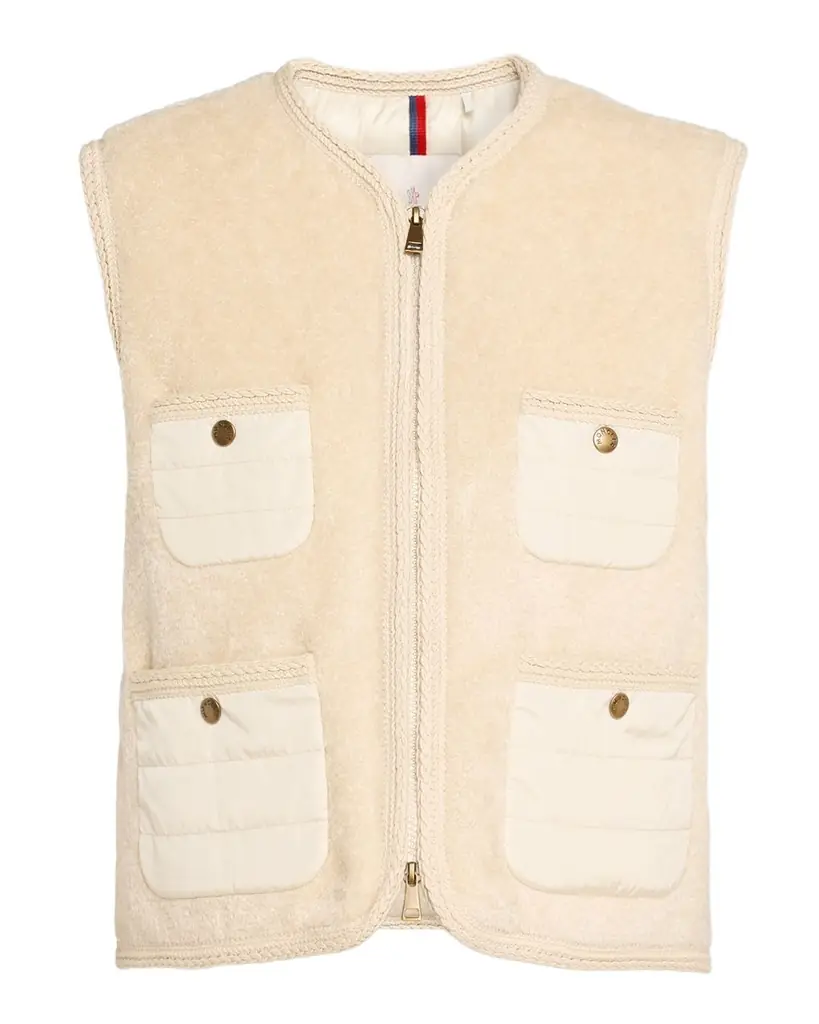 Moncler Mimosas Braided Trim Teddy Down Vest
