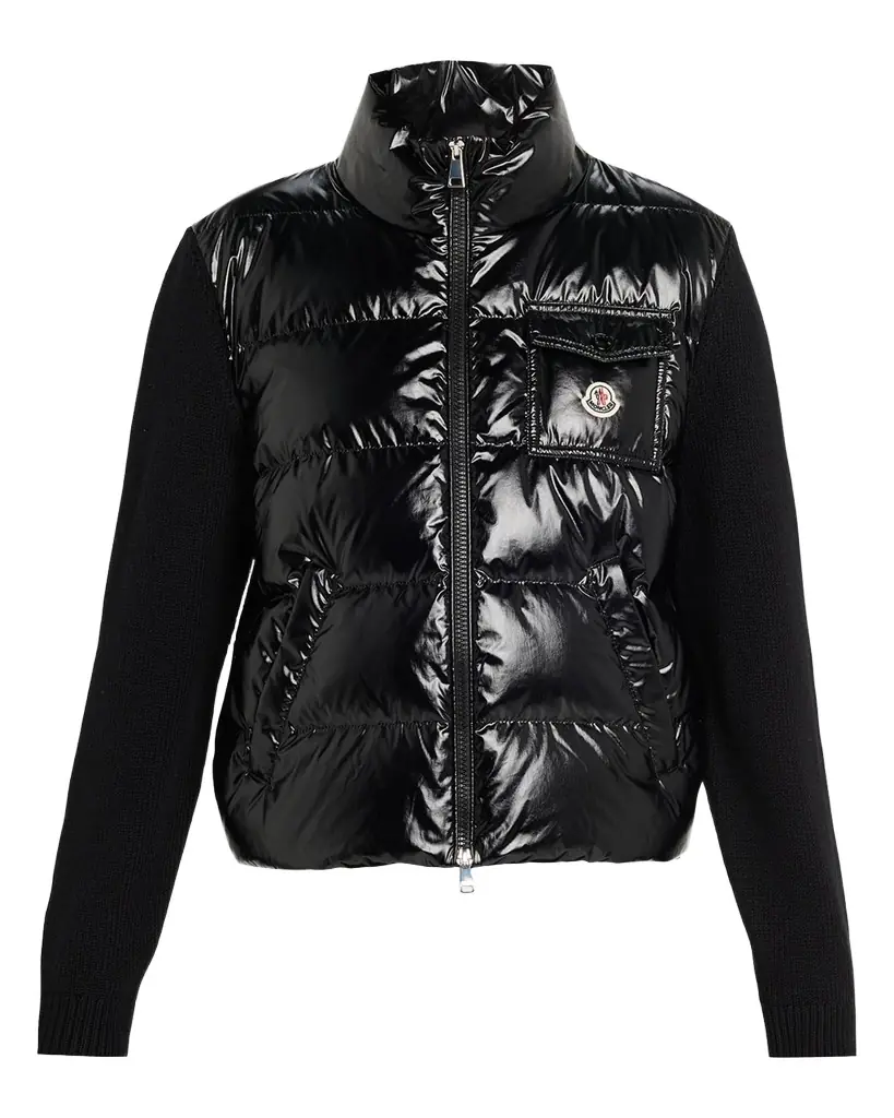 Moncler Padded Zip-Up Wool Cardigan