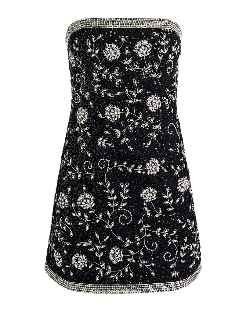 ALICE + OLIVIA Katia Embellished Strapless Mini Dress
