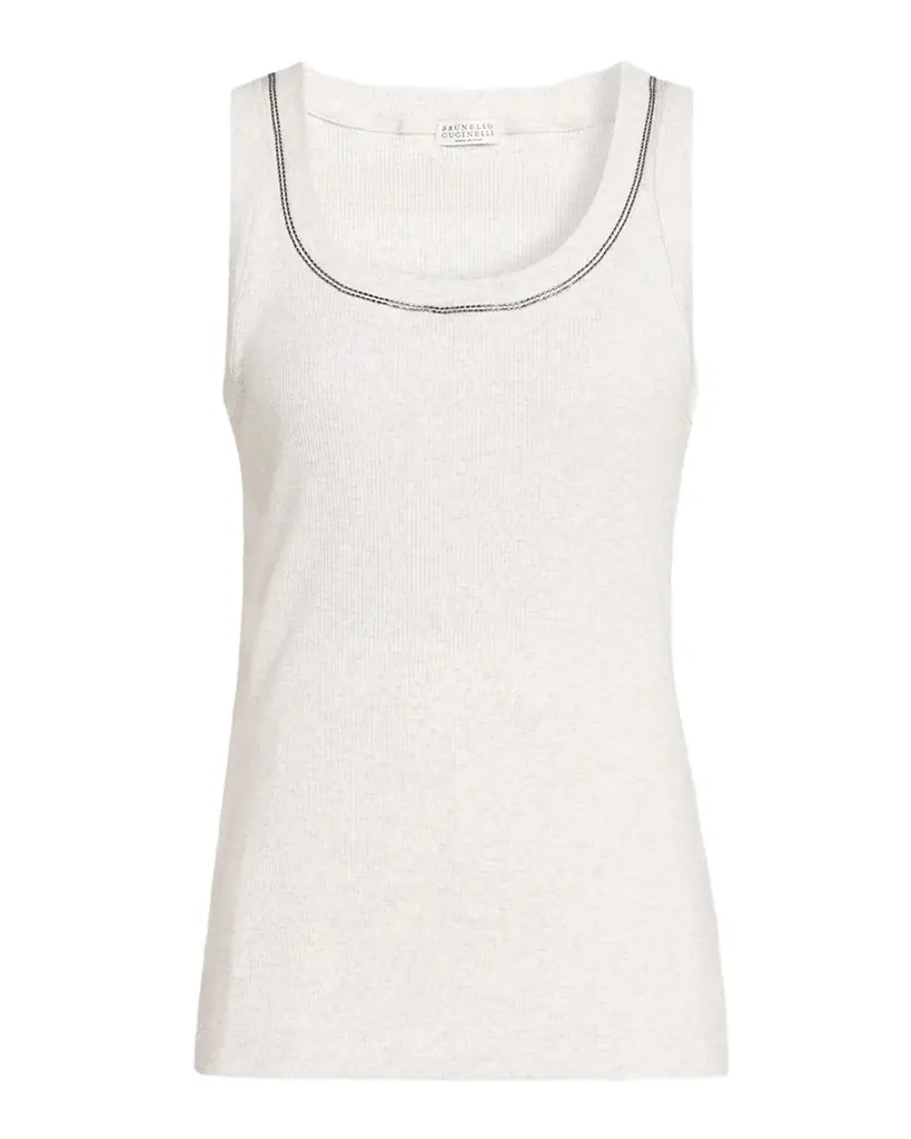 Brunello Cucinelli Monili Scoop-Neck Rib Tank Top - Women's Clothing