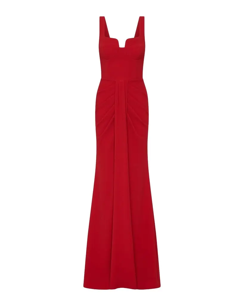 REBECCA VALLANCE Zarya Sleeveless Draped Mermaid Gown