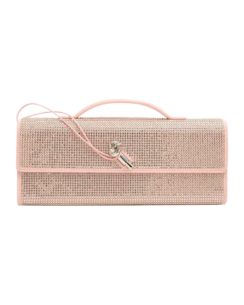 Bottega Veneta Andiamo Crystal Leather Clutch Bag