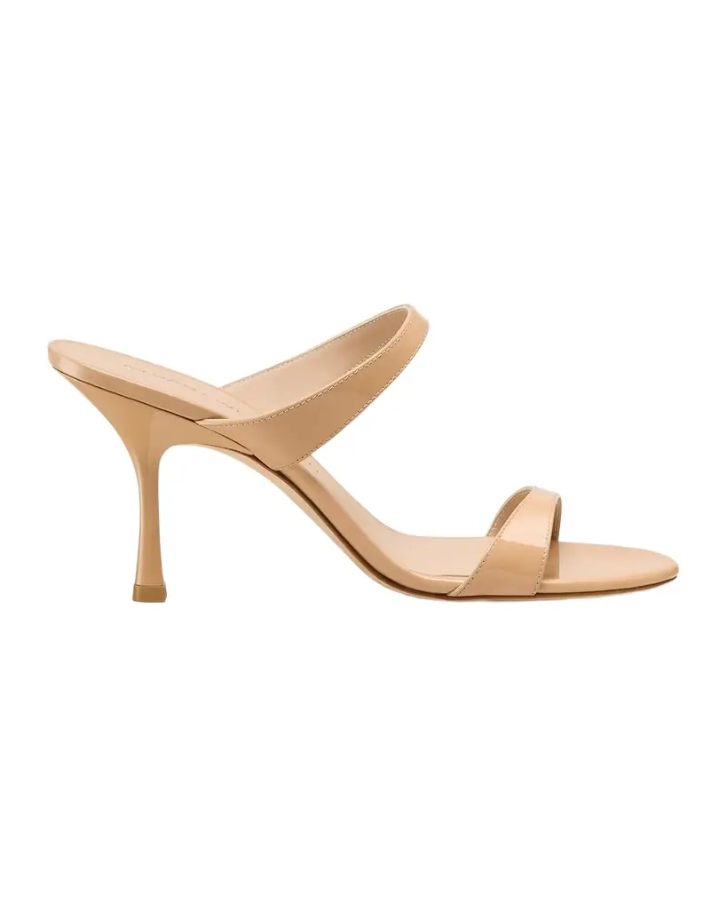 Stuart Weitzman 85mm Nudist Patent Leather Dual-Strap Sandals
