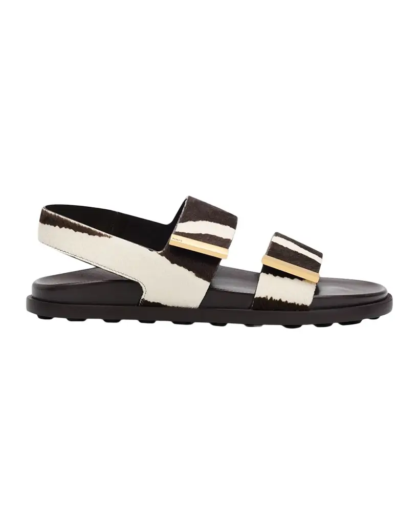 Tod 's Zebra-Printed Calf Hair Slingback Sandals