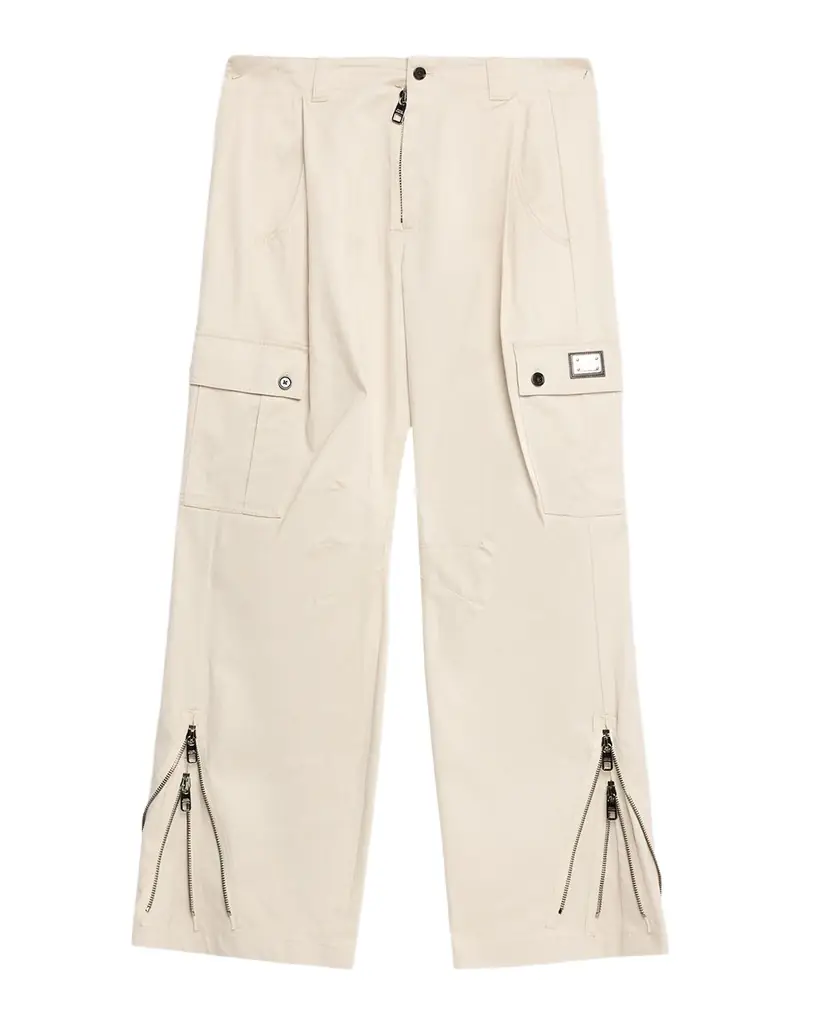 Dolce & Gabbana Men 's Gabardine Zipped-Hem Wide Leg Cargo Pants