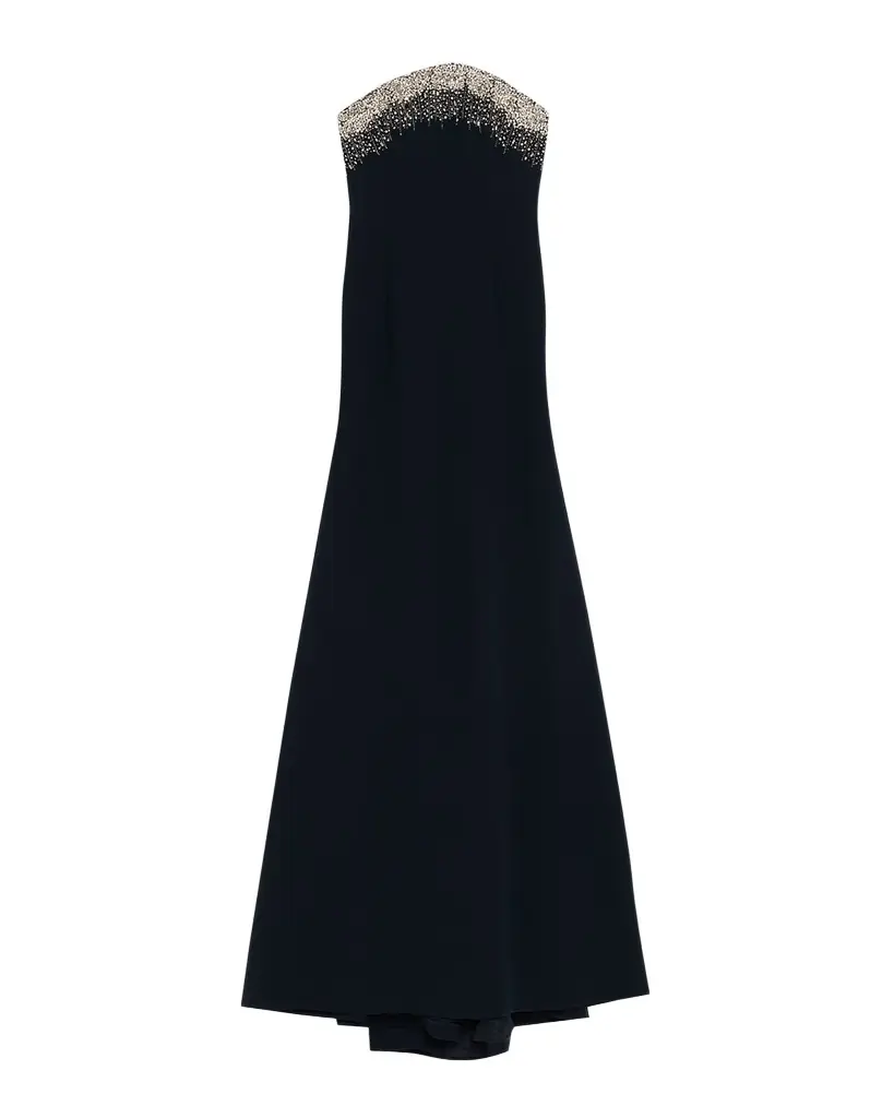 Naeem Khan Crystal Embroidered Strapless Trumpet Gown
