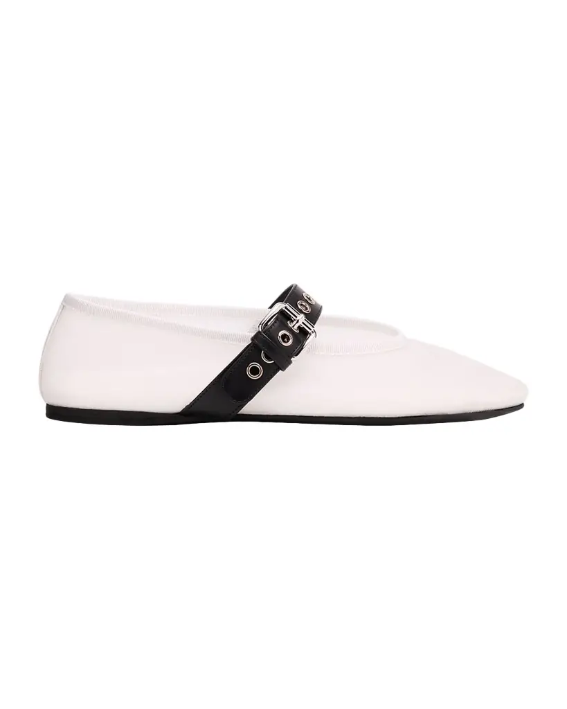 Miu Miu Mesh Buckle Mary-Jane Ballerina Flats