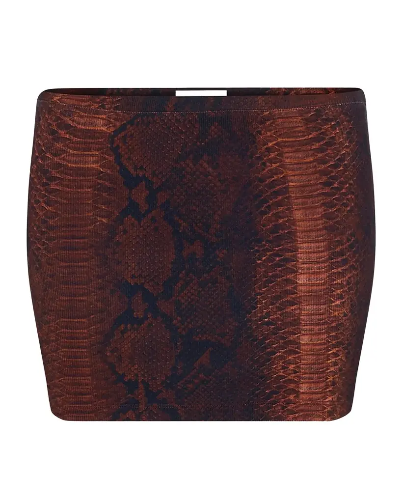 Jean Paul Gaultier Snakeskin-Print Cotton Ribbed Mini Skirt