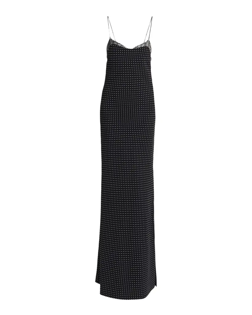 TOM FORD Polka Dot Silk Backless Maxi Slip Dress