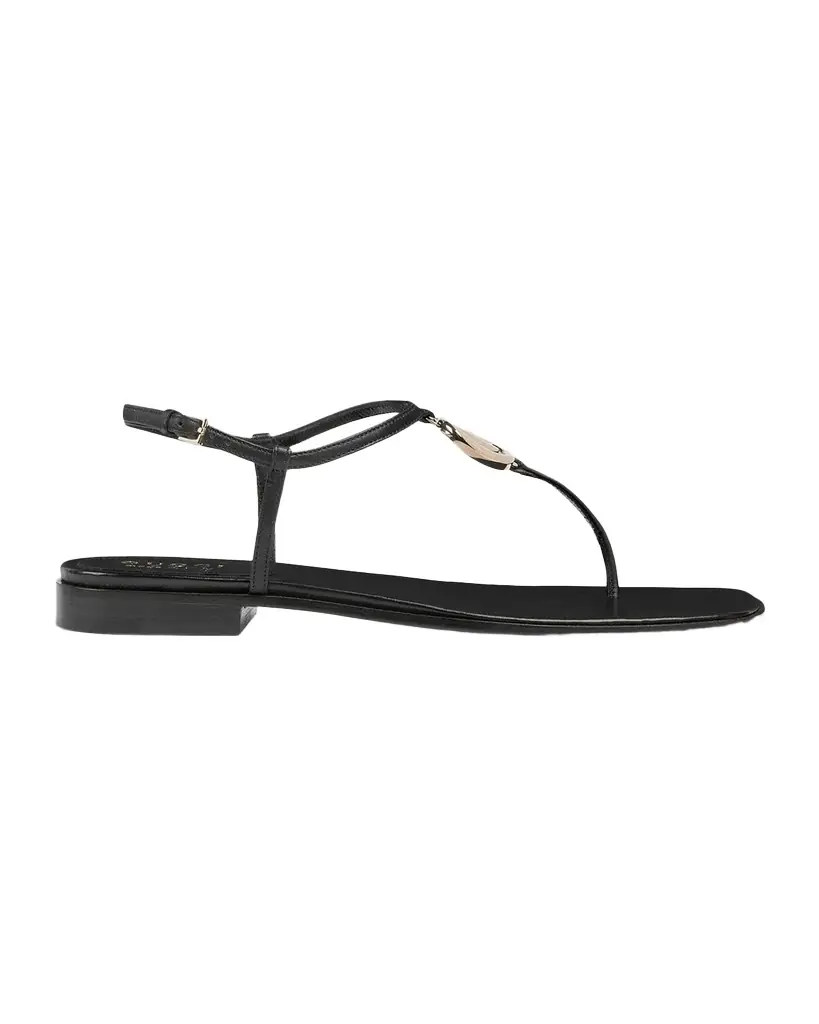 Gucci GG Marmont Leather Thong Sandals