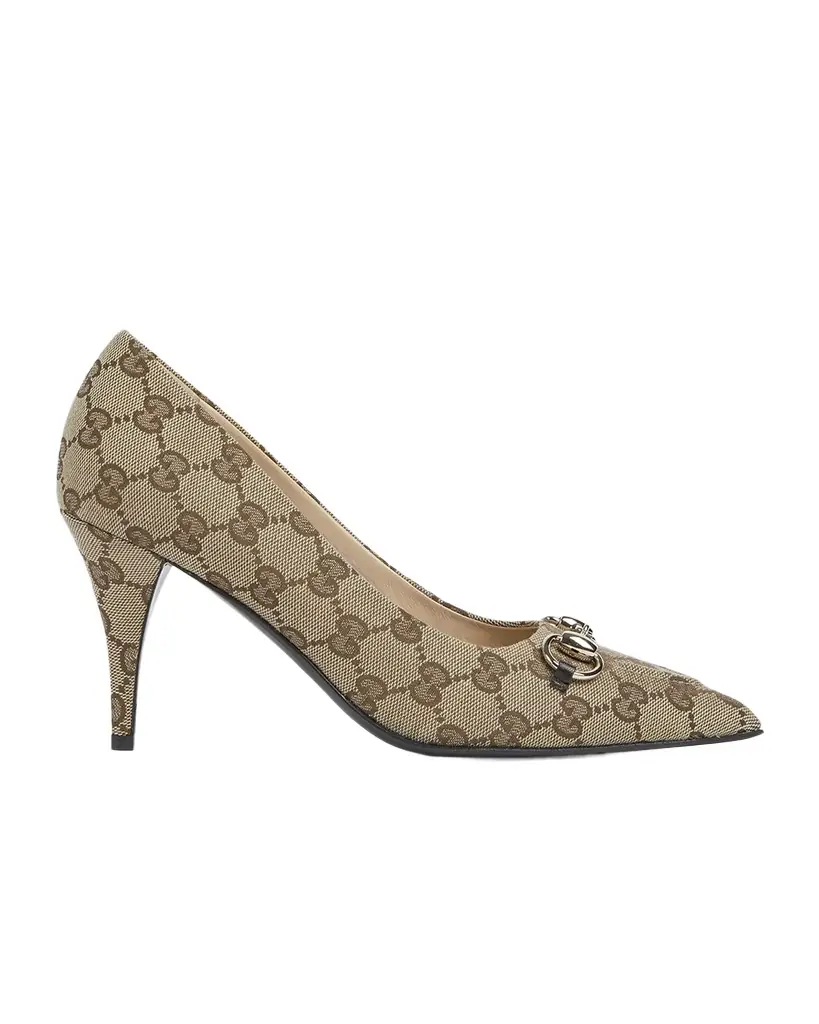 Gucci 85mm Erin GG Monogram Canvas Pumps
