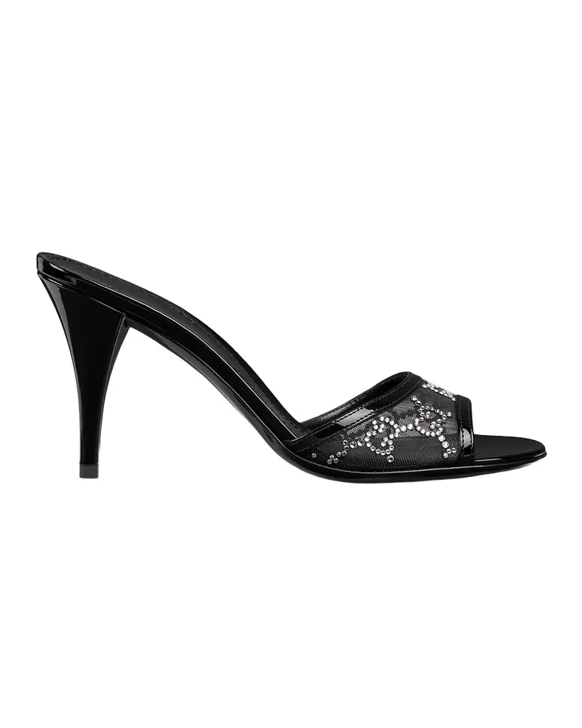 Gucci Erin Jeweled Leather Stiletto Sandals