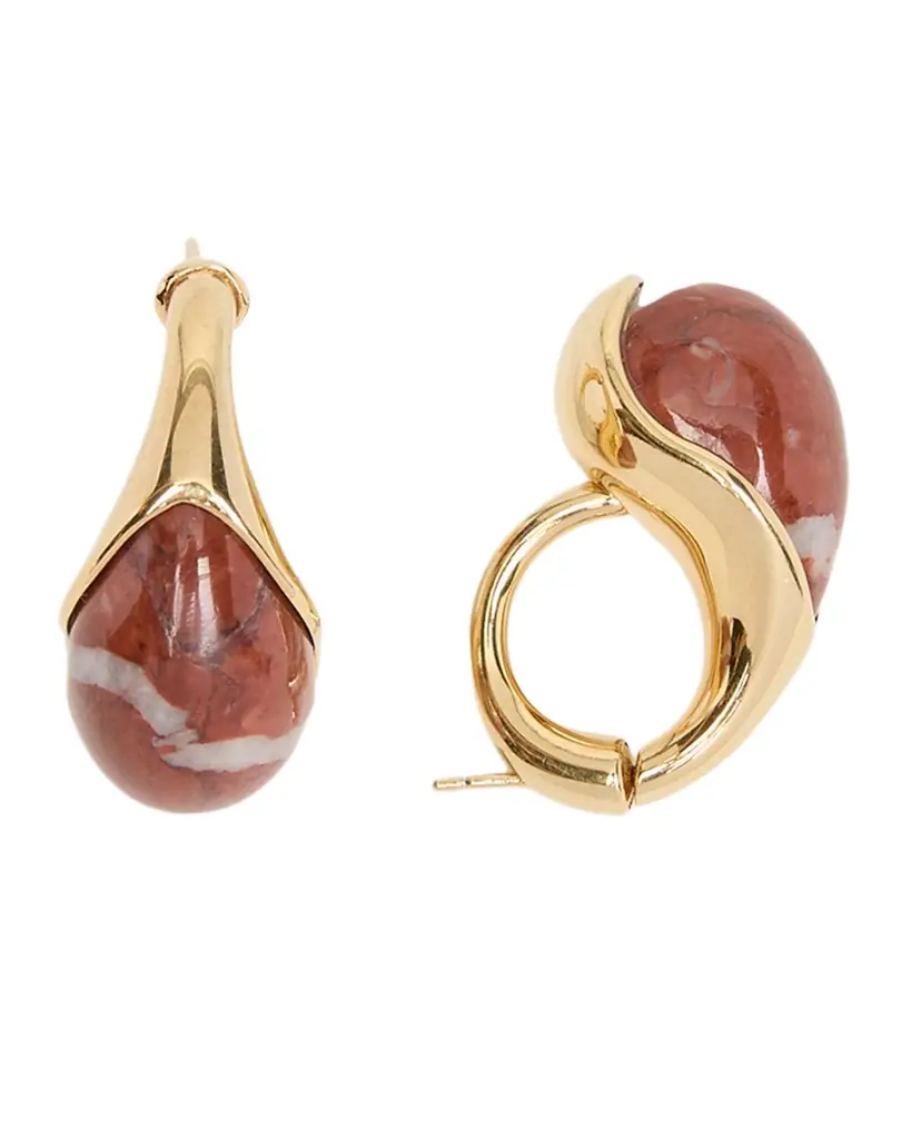 Bottega Veneta Drop Marble Earrings, Red