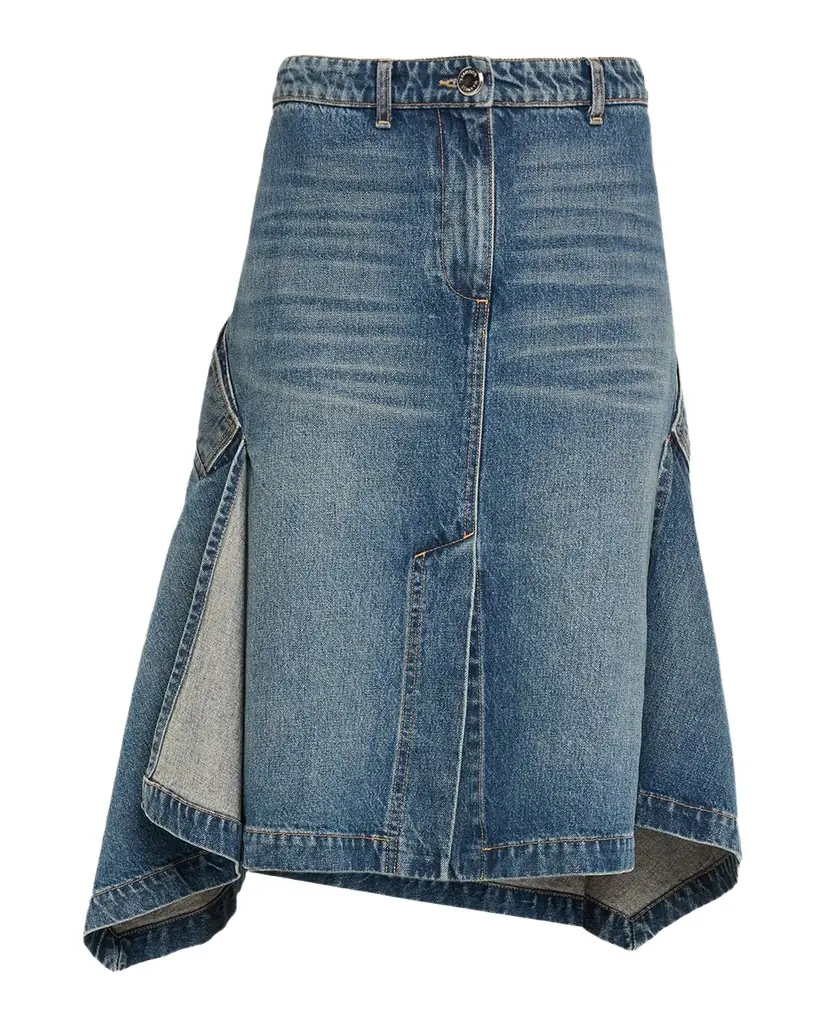 Brandon Maxwell Frankie Denim Handkerchief Skirt