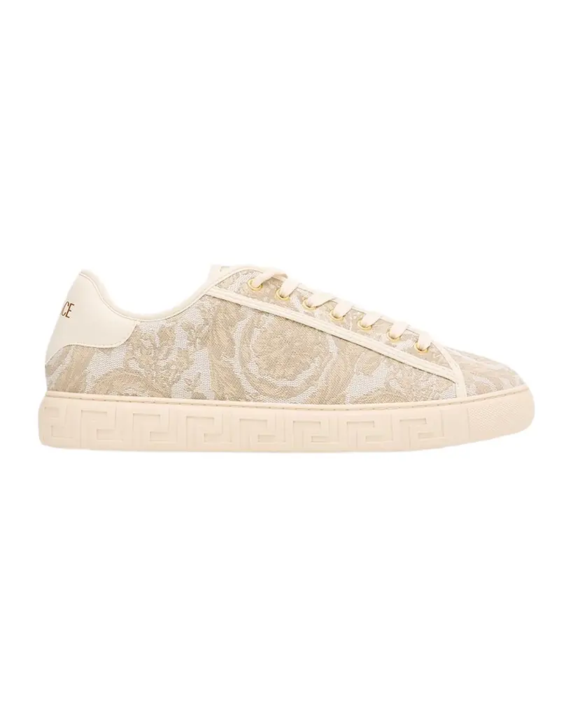 Versace Men 's La Greca Baroque Canvas Low-Top Sneakers