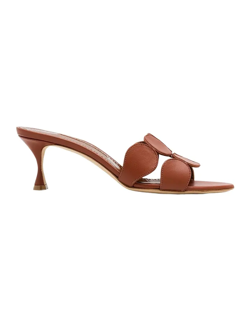 Manolo Blahnik 50mm Haribalmu Leather Mule Sandals