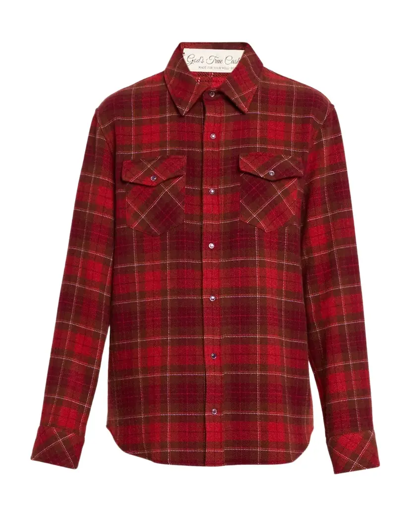 God 's True Cashmere Love Tartan Cashmere Flannel Shirt