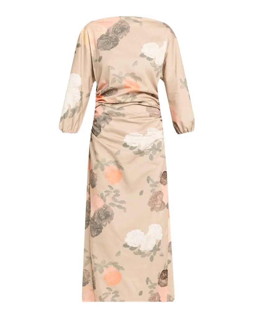 BERNADETTE Ezra Floral-Print Ruched 3/4-Sleeve Maxi Dress