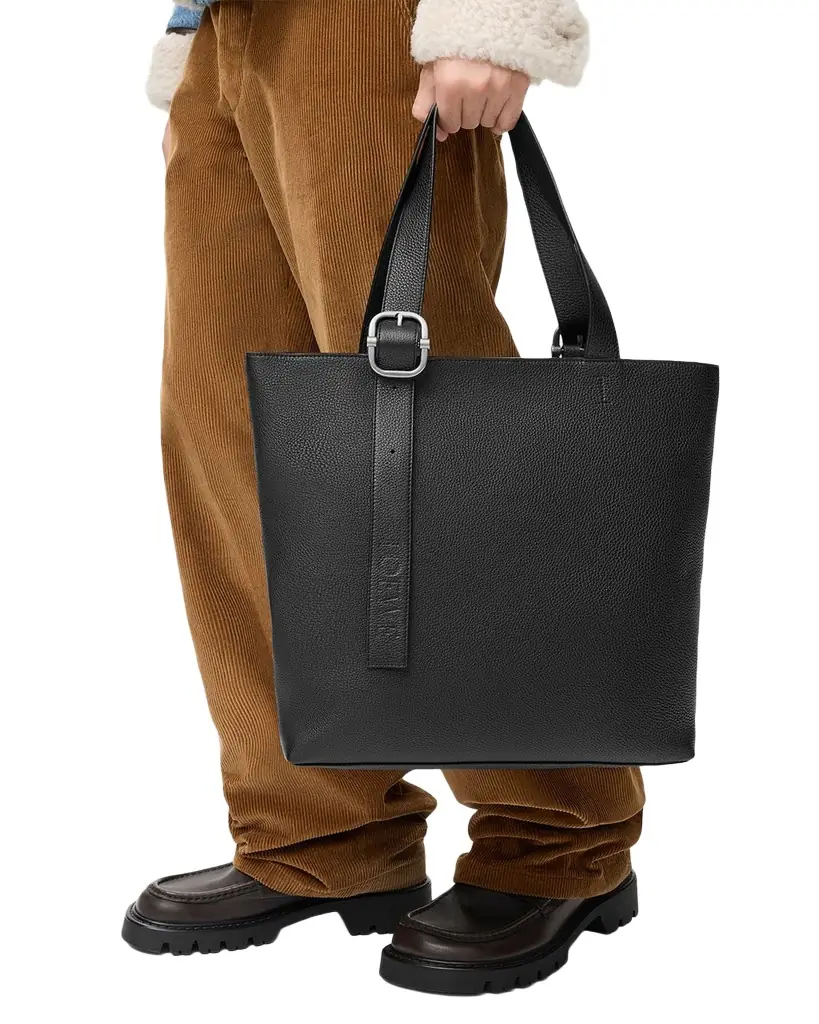 Loewe Men 's Loop Zipped Leather Tote Bag