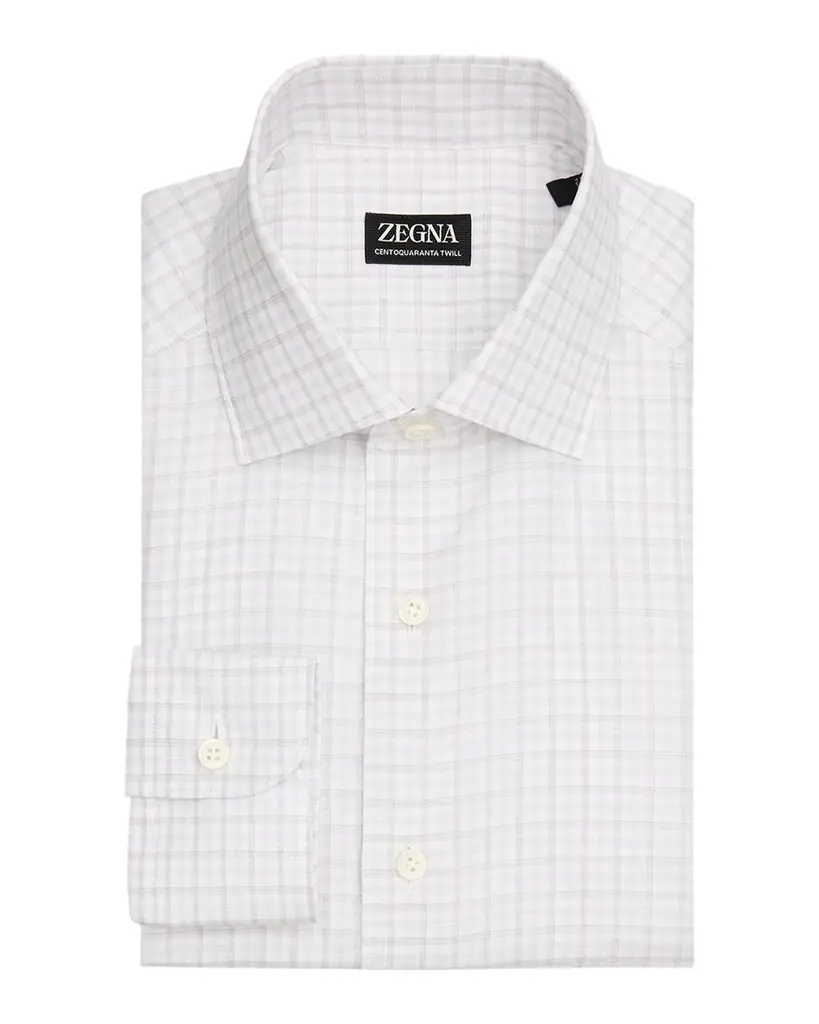 ZEGNA Men 's Plaid Cotton-Linen Shirt