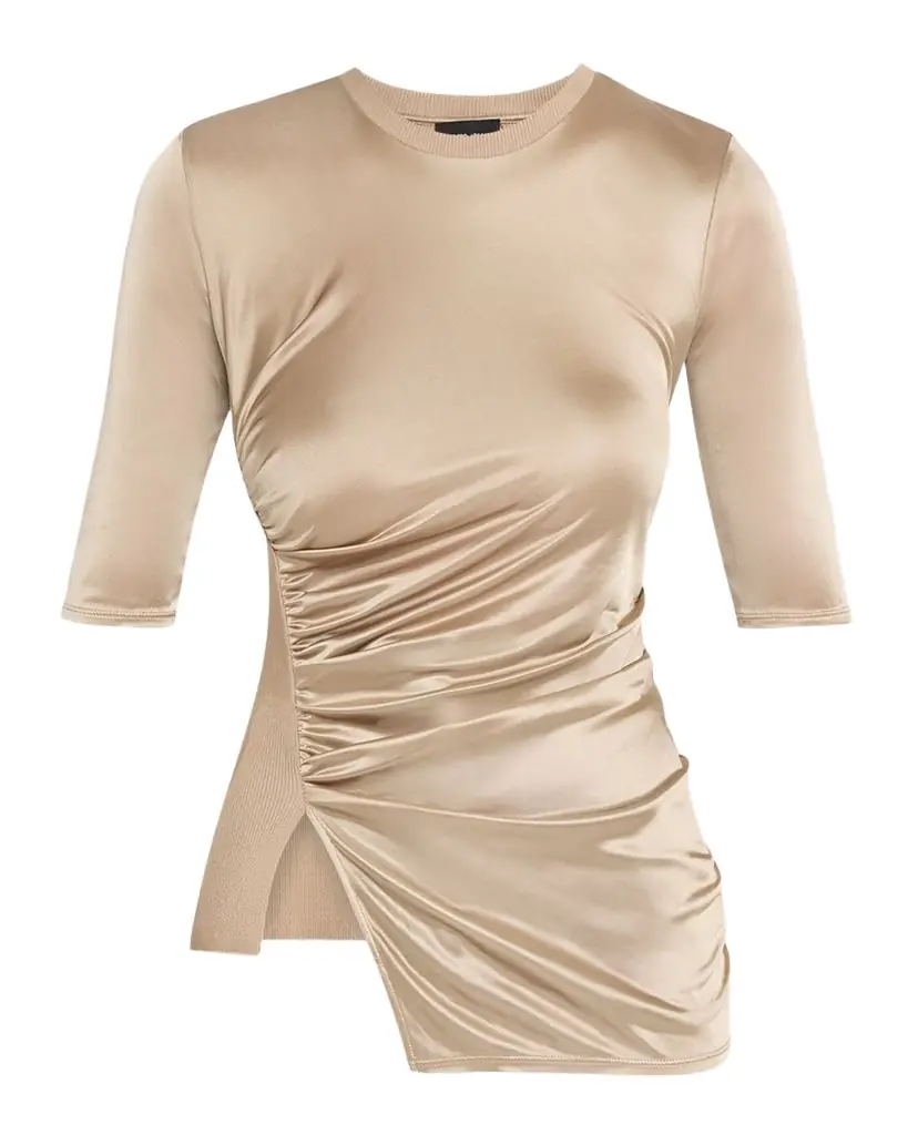 Giorgio Armani Draped Jersey Short-Sleeve Top