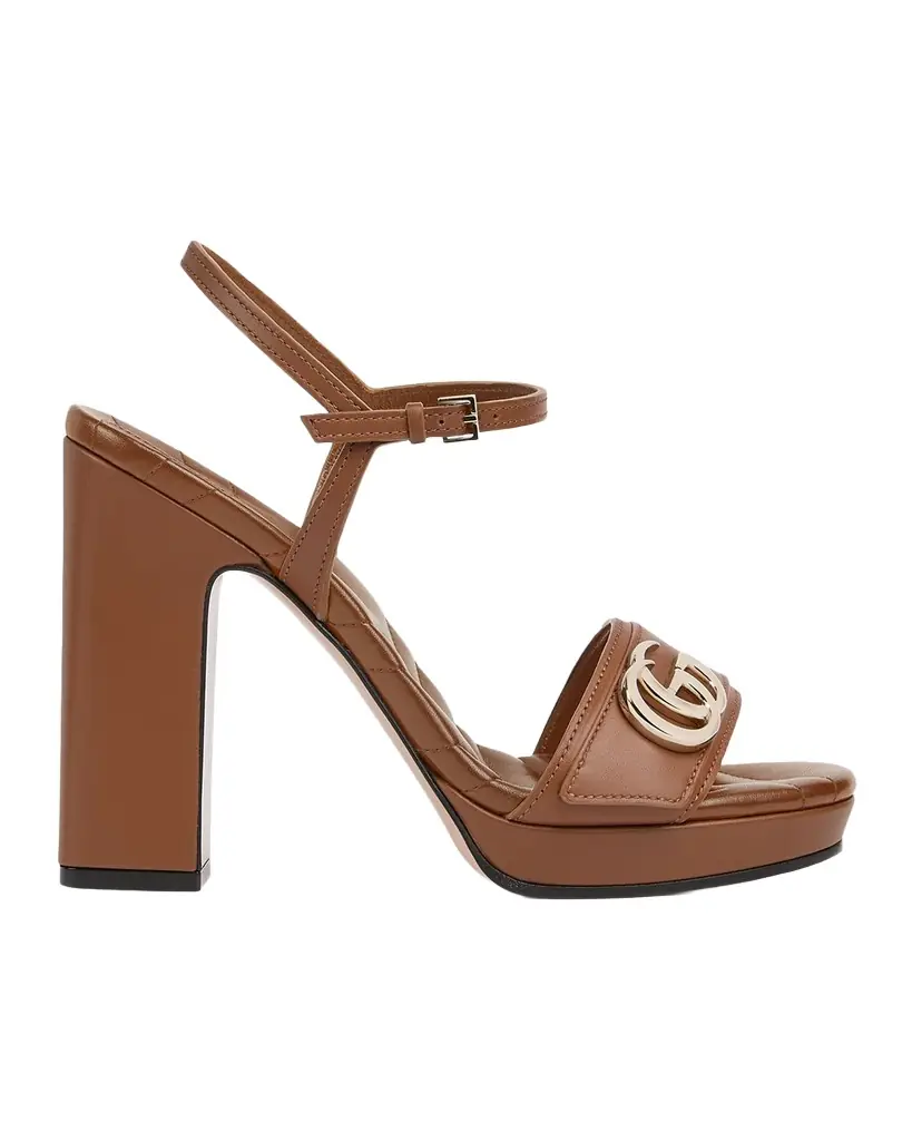 Gucci 95mm GG Marmont Leather Platform Sandals