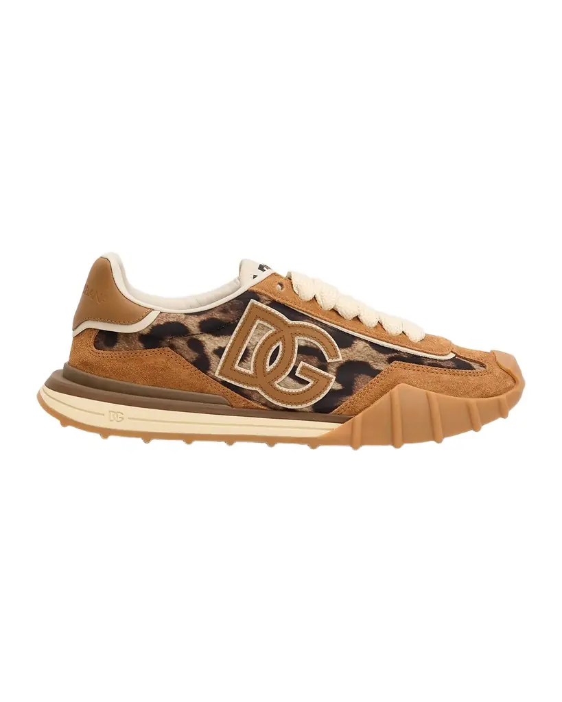 Dolce & Gabbana DG Cushion Leopard Nylon and Leather Low-Top Sneakers