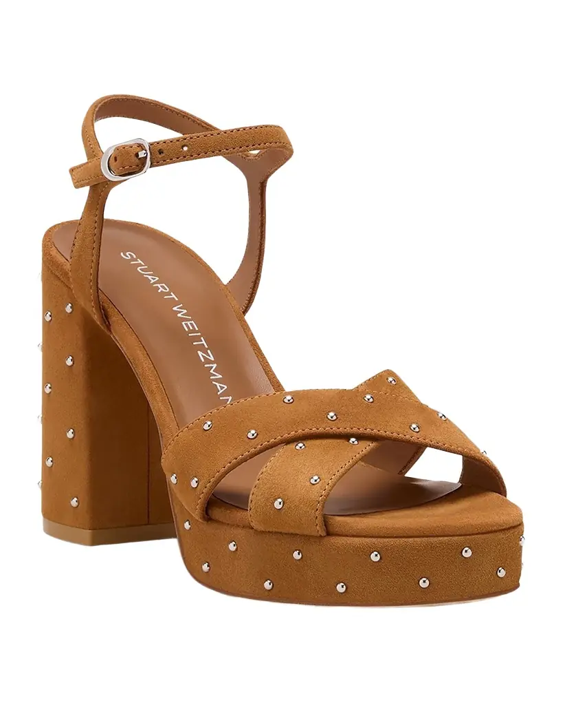 Stuart Weitzman 90mm Dayna Sostud Suede Platform Sandals
