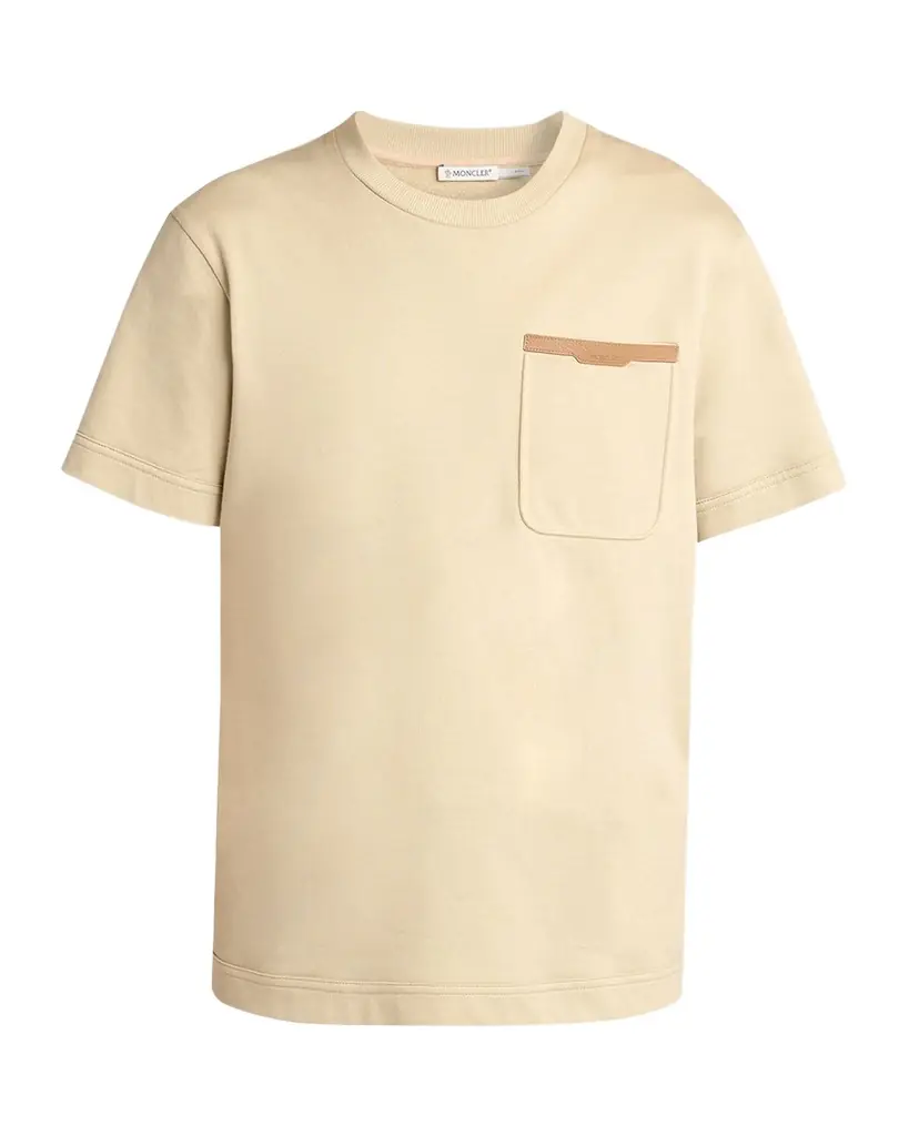 Moncler en 's Leather-Trim Pocket Cotton T-Shirt