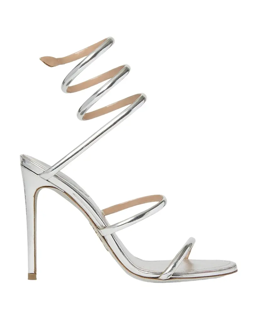 Rene Caovilla 105mm Cleo Metallic Leather Sandals