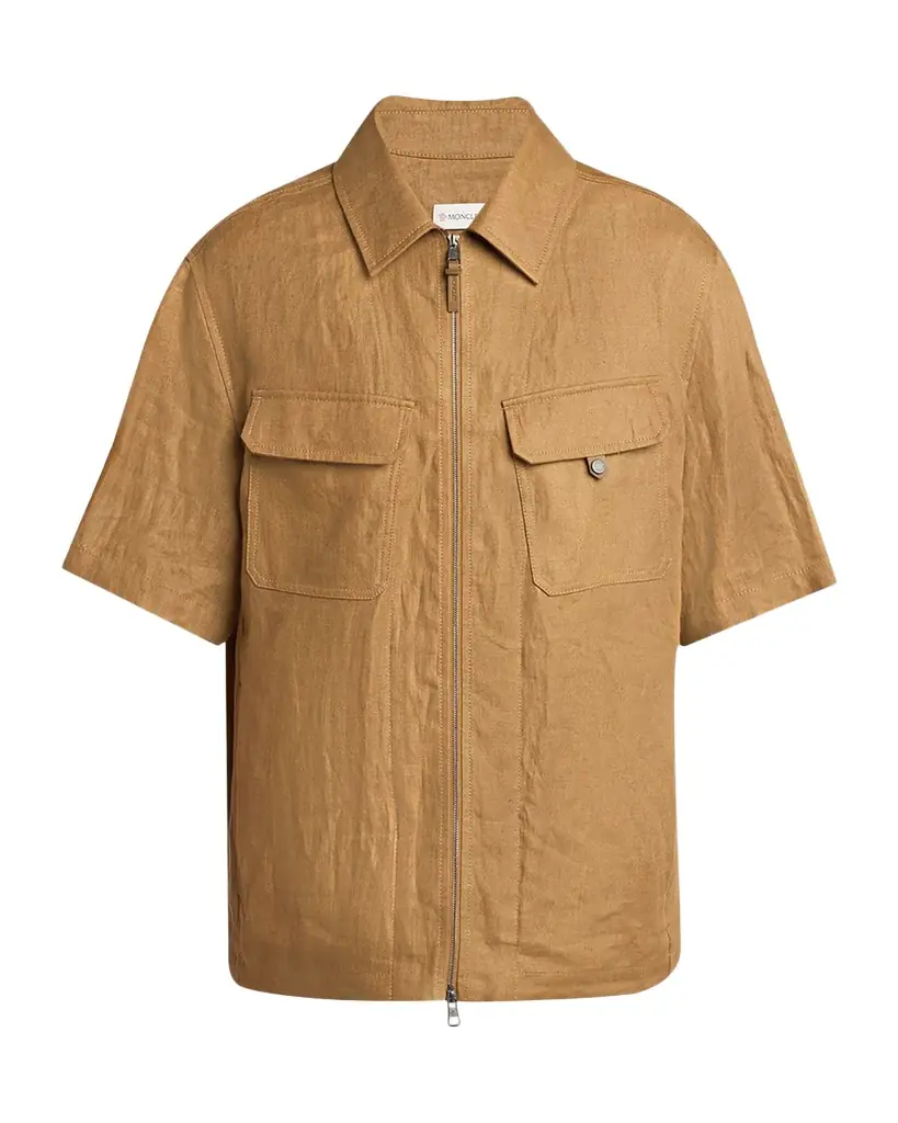 Moncler Men 's Flax Short-Sleeve Utility Shirt