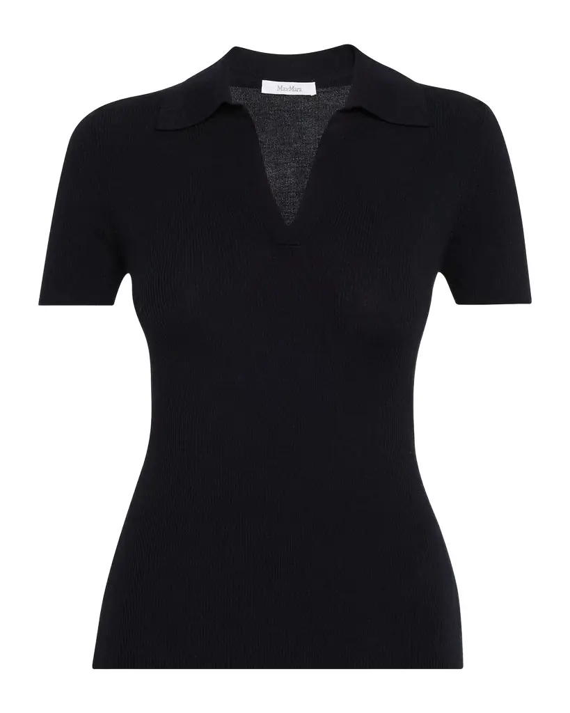 Max Mara Rib-Knit Wool Polo Shirt
