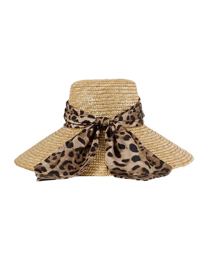 Eugenia Kim Mirabel Animal-Print Bow Straw Hat