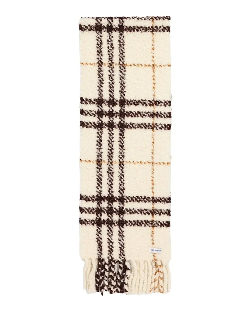 Burberry Check Alpaca Wool Blend Bouclé Scarf