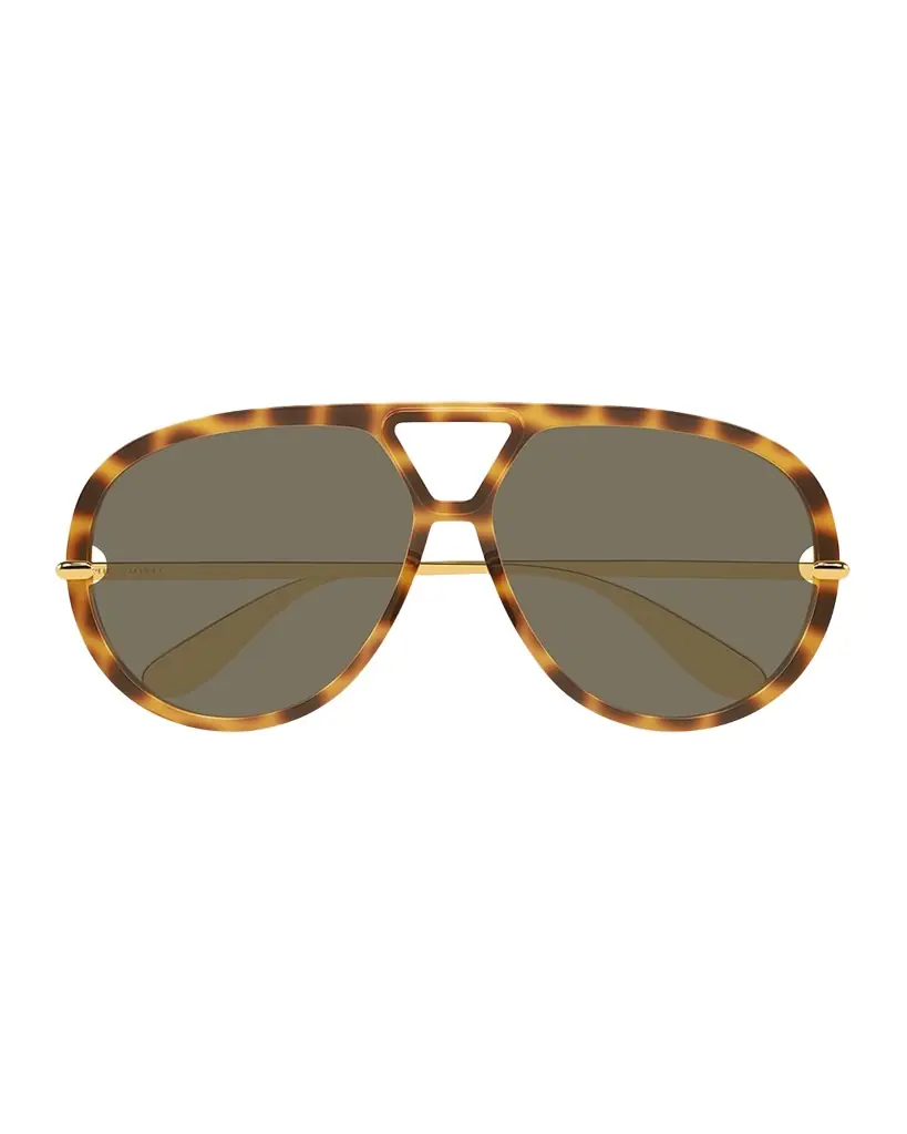Bottega Veneta 63mm Acetate & Metal Aviator Sunglasses
