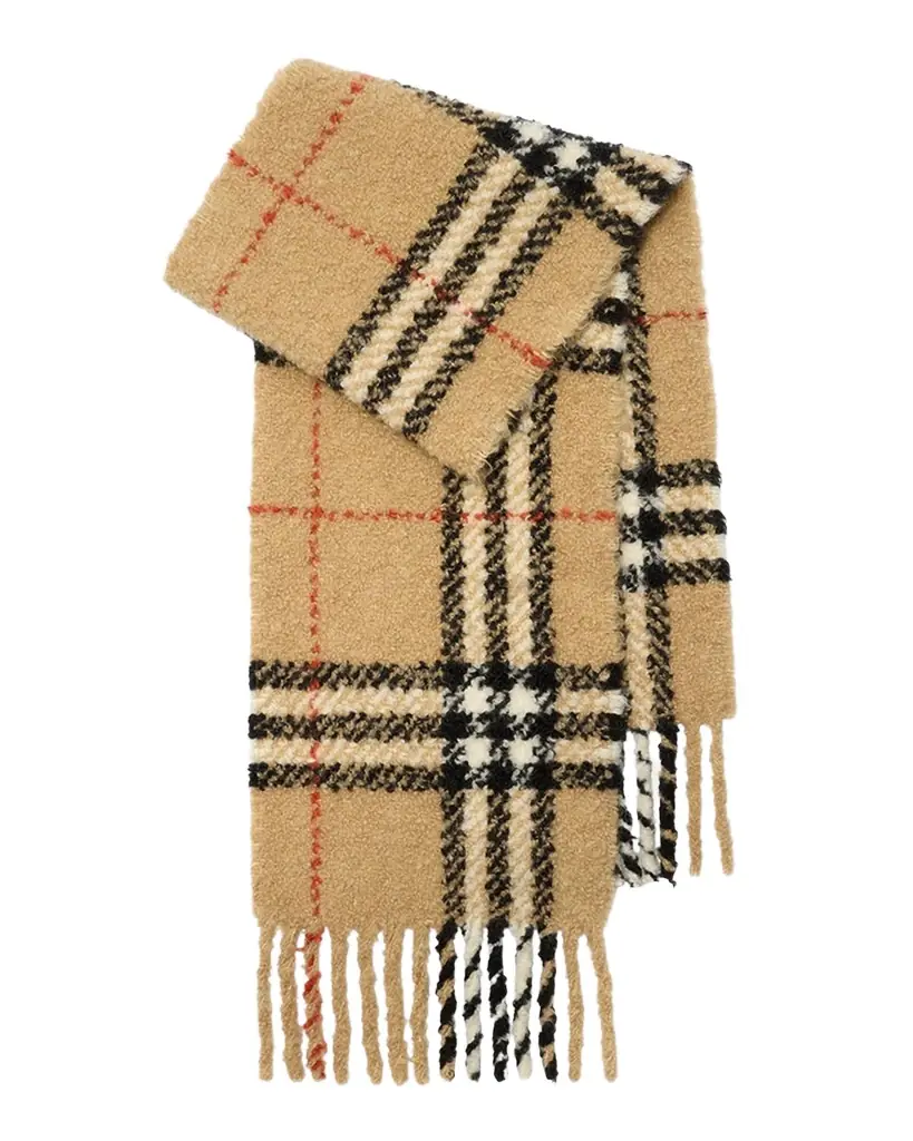 Burberry Check Alpaca Wool Blend Bouclé Scarf