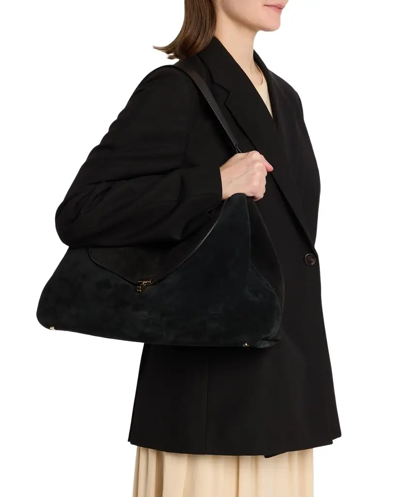 Toteme T-Lock Suede Shoulder Bag