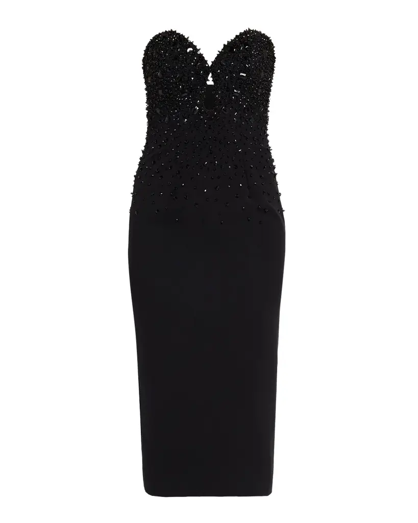 Pamella Roland Embellished Strapless Crepe Midi Gown
