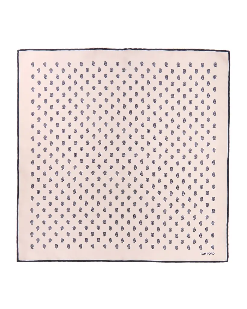 TOM FORD Men 's Micro Paisley-Print Silk Pocket Square