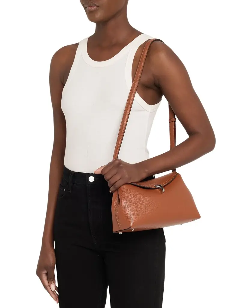 Toteme T-Lock Soft Textured Palmellato Leather Clutch