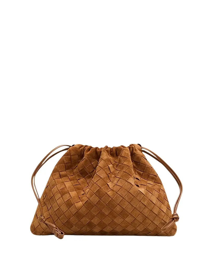 Bottega Veneta Suede Drawstring Pouch Clutch Bag
