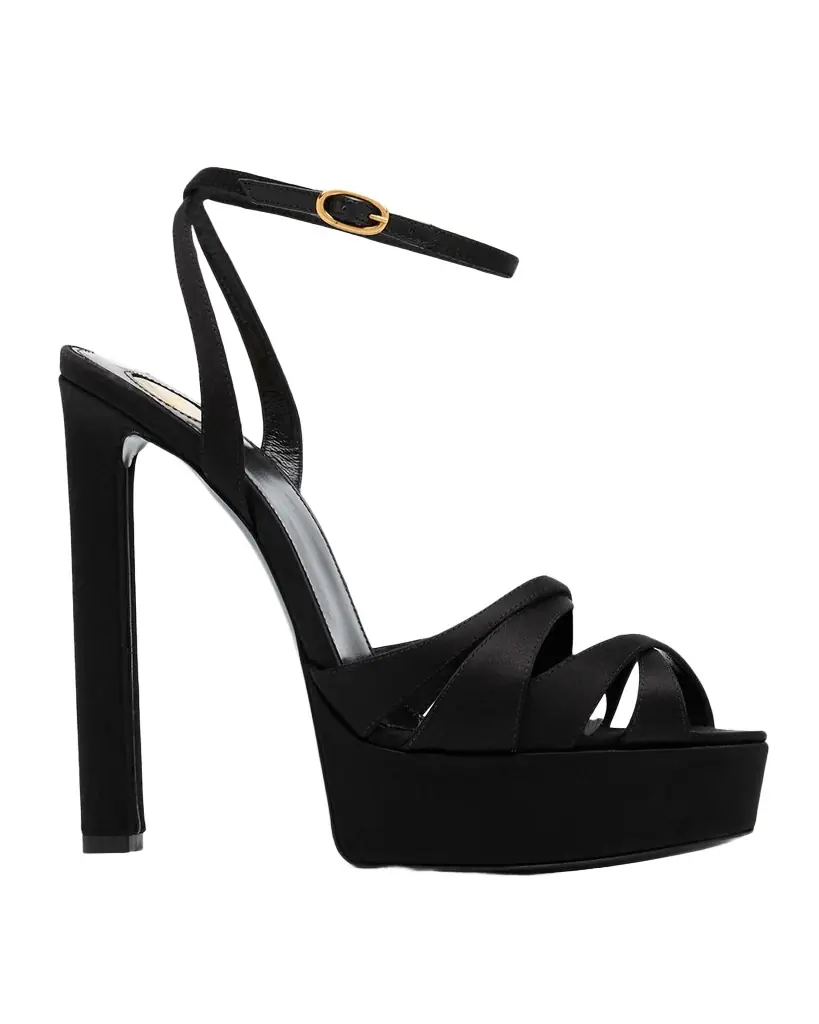 Saint Laurent 110mm Chandelle Satin Platform Sandals