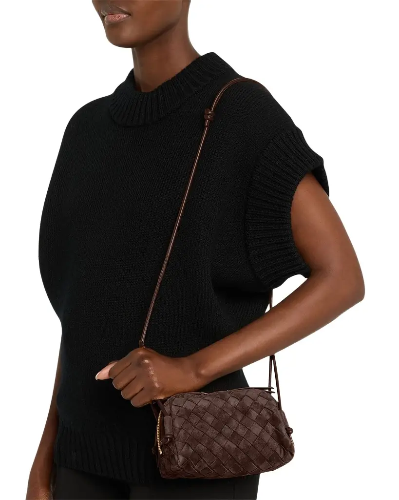 Bottega Veneta Concert Pouch Intrecciato Suede Crossbody Bag