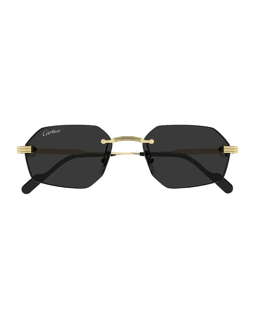 Cartier Men 's Rimless Metal Geometric Sunglasses