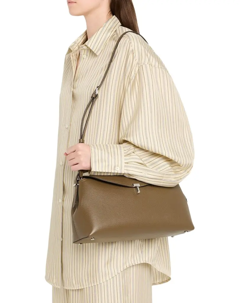 Toteme T-Lock Grain Leather Top-Handle Bag