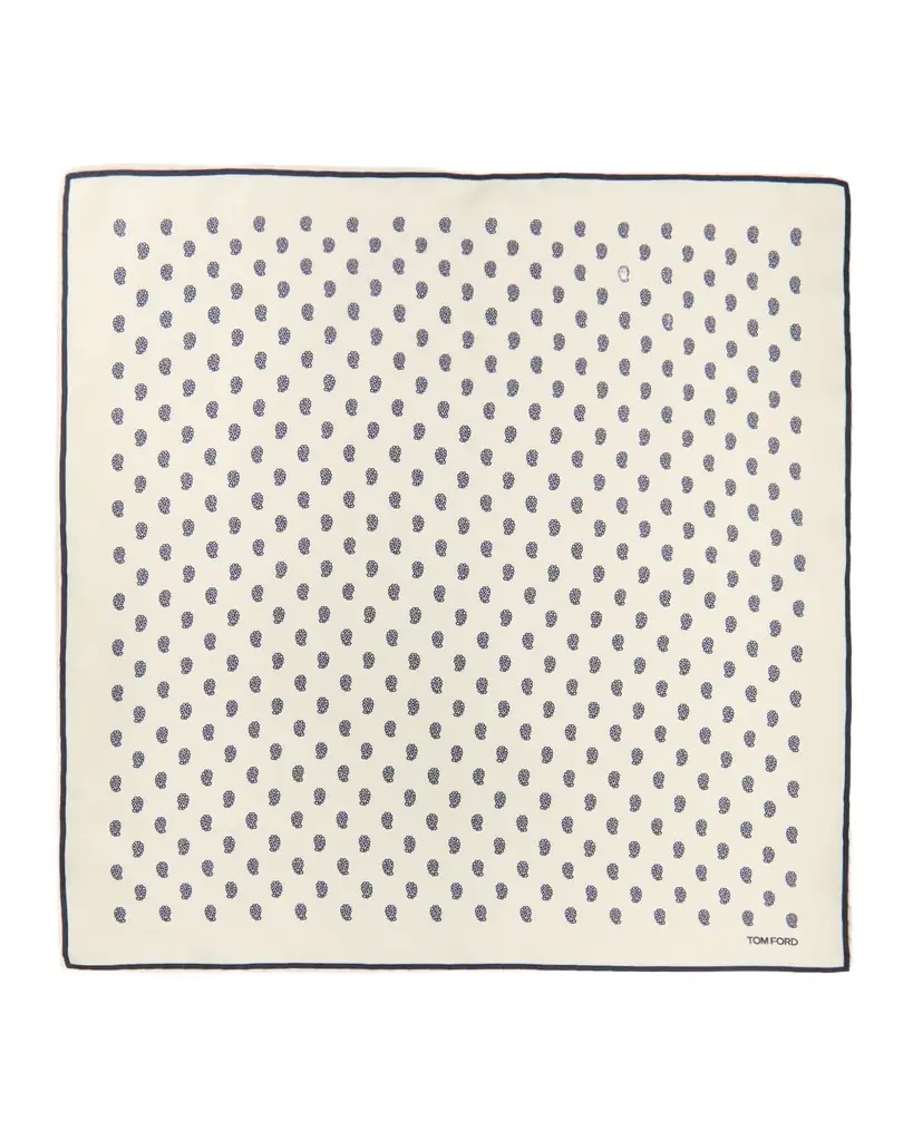 TOM FORD Men 's Micro Paisley-Print Silk Pocket Square