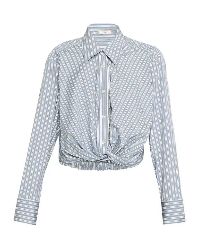 A.L.C. Leo Striped Twist-Front Top