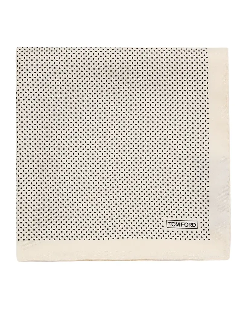 TOM FORD Men 's Micro Polka Dot Silk Pocket Square
